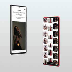 A photo of two iPhones displaying shots from the Thoughts \x26 Days website.